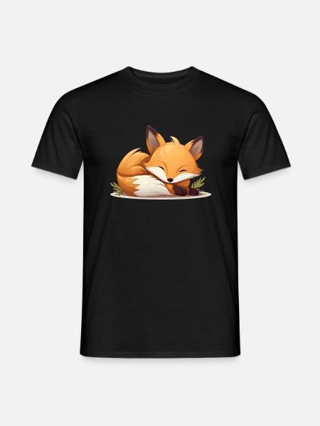 Süßes schlafender Fuchs für Waldtier Fans - Männer T-Shirt - Schwarz
