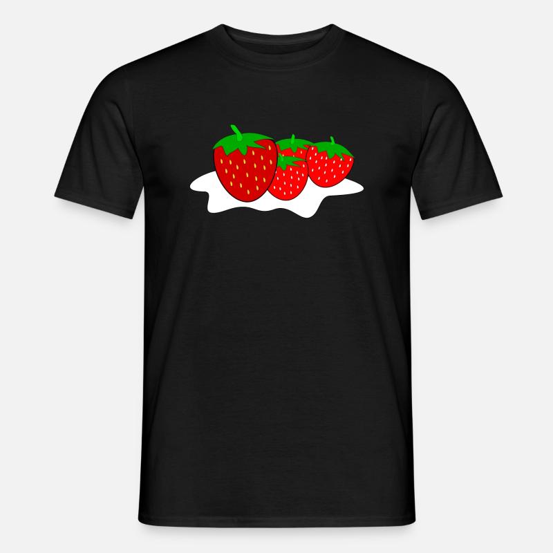 Erdbeeren mit Sahne - Männer T-Shirt - Schwarz