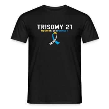 Down Syndrome Awareness Ribbon - DownRightPerfect - Men's T-Shirt - black - Front - AI Model Male 178 light (178cm)