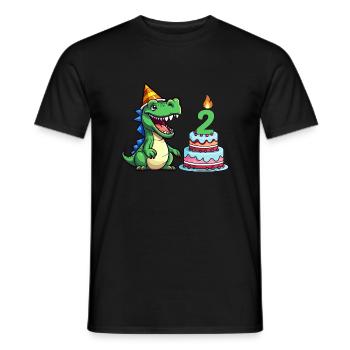 Kindergeburtstag Dino T-Rex bunte Geburtstagstorte - Männer T-Shirt - Schwarz - Vorne - AI Model Male 178 light (178cm)