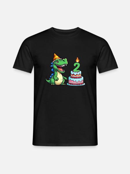 Kindergeburtstag Dino T-Rex bunte Geburtstagstorte - Männer T-Shirt - Schwarz