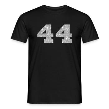 Number 44 Silver Glitter - 44th Anniversary - Men's T-Shirt - black - Front - AI Model Male 178 light (178cm)
