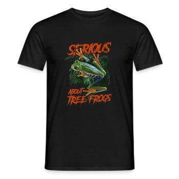 Sérieux au sujet des grenouilles arboricoles aux yeux rouges Gardien d’amphibiens - T-shirt homme - noir - Devant - AI Model Male 178 light (178cm)