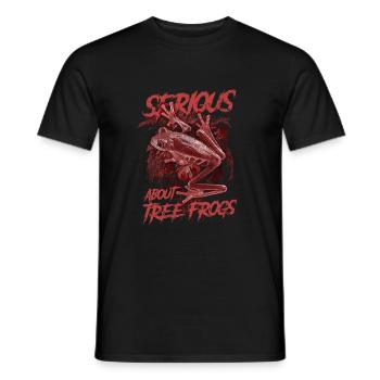 Sérieux au sujet des grenouilles arboricoles aux yeux rouges Gardien d’amphibiens - T-shirt homme - noir - Devant - AI Model Male 178 light (178cm)