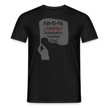 ANTIFA SUBSTANTIV FEMININ FLAGGE DEMONSTRANT - Männer T-Shirt - Schwarz - Vorne - AI Model Male 178 light (178cm)