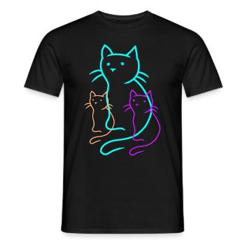 Cats Family Mama Children Kitten Baby Meow - Men's T-Shirt - black - Front - AI Model Male 178 light (178cm)