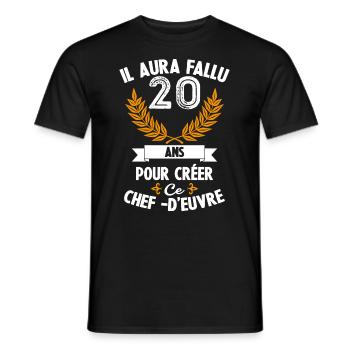 20 ans anniversaire 20 anniversaire cadeau 20 ans - T-shirt homme - noir - Devant - AI Model Male 178 light (178cm)