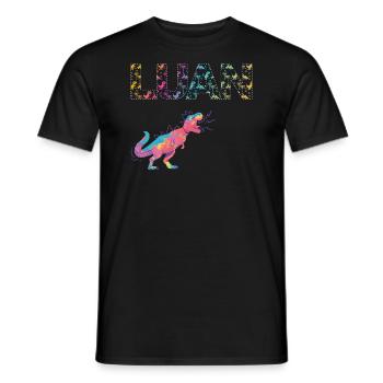 LUAN - Schöner Jungen Name mit süßen Dinosaurier - Männer T-Shirt - Schwarz - Vorne - AI Model Male 178 light (178cm)