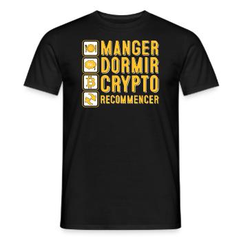 Manger, dormir, crypto, recommencer | Crypto - T-shirt homme - noir - Devant - AI Model Male 178 light (178cm)
