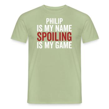 Philip ist mein Name Verderben ist mein Spiel - Männer T-Shirt - Sage - Vorne - AI Model Male 178 light (178cm)