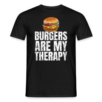 Burgers Are My Therapy Foodie Fast Food - Männer T-Shirt - Schwarz - Vorne - AI Model Male 178 light (178cm)