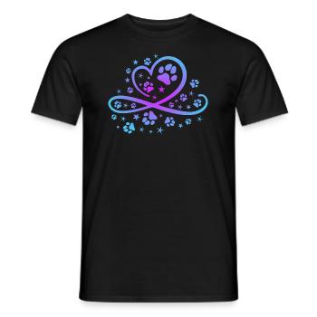 Herz mit Pfötchen und Sternen - Männer T-Shirt - Schwarz - Vorne - AI Model Male 178 light (178cm)