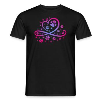 Herz mit Pfötchen und Sternen - Männer T-Shirt - Schwarz - Vorne - AI Model Male 178 light (178cm)