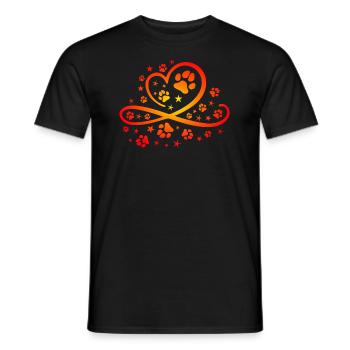 Herz mit Pfötchen und Sternen - Männer T-Shirt - Schwarz - Vorne - AI Model Male 178 light (178cm)
