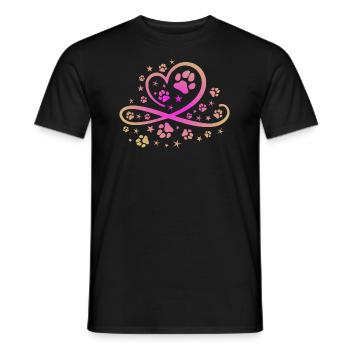 Herz mit Pfötchen und Sternen - Männer T-Shirt - Schwarz - Vorne - AI Model Male 178 light (178cm)
