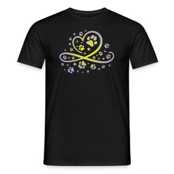 Herz mit Pfötchen und Sternen - Männer T-Shirt - Schwarz - Vorne - AI Model Male 178 light (178cm)