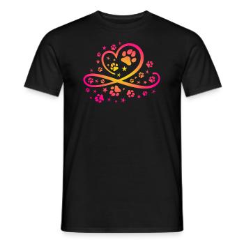 Herz mit Pfötchen und Sternen - Männer T-Shirt - Schwarz - Vorne - AI Model Male 178 light (178cm)