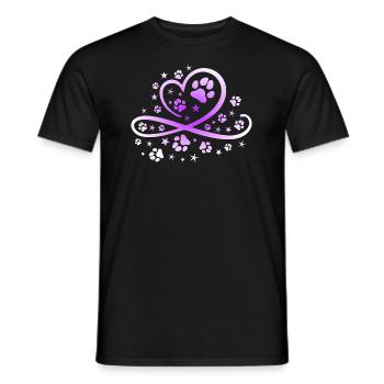 Herz mit Pfötchen und Sternen - Männer T-Shirt - Schwarz - Vorne - AI Model Male 178 light (178cm)