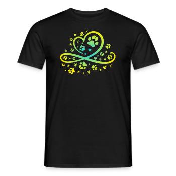 Herz mit Pfötchen und Sternen - Männer T-Shirt - Schwarz - Vorne - AI Model Male 178 light (178cm)