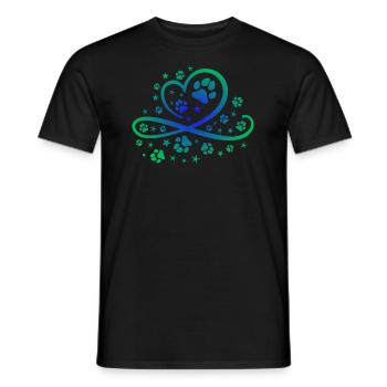 Herz mit Pfötchen und Sternen - Männer T-Shirt - Schwarz - Vorne - AI Model Male 178 light (178cm)