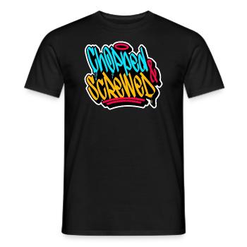 90s Hip-Hop Chopped & Screwed Vintage Graffiti Tag - Men's T-Shirt - black - Front - AI Model Male 178 light (178cm)