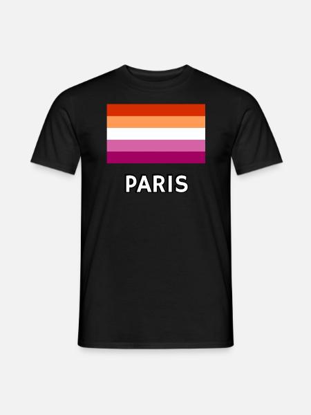Lesbian Pride Flag Paris - Men's T-Shirt - black