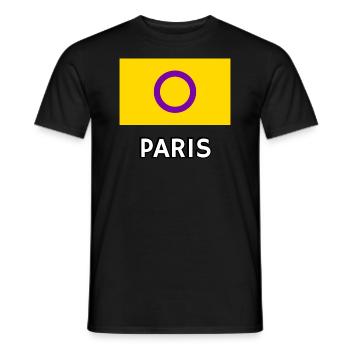 Drapeau de la Fierté Intersexe Paris - T-shirt homme - noir - Devant - AI Model Male 178 light (178cm)