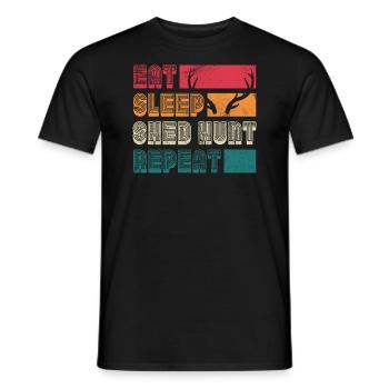 Eat Sleep Shed Hunt Repeat Hunting Season Antler - Men's T-Shirt - black - Front - AI Model Male 178 light (178cm)