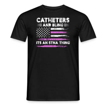 catheter and bling is an stna thing Design for a - Men's T-Shirt - black - Front - AI Model Male 178 light (178cm)