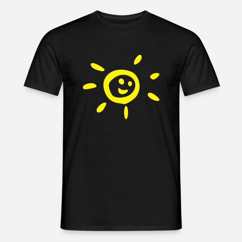 lachende Sonne - Smiley - Männer T-Shirt - Schwarz