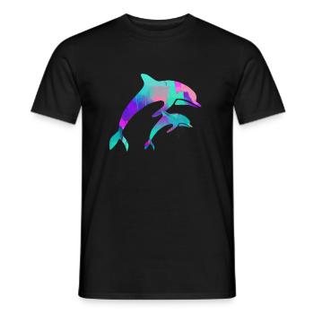 dolphin duo two hearts - Men's T-Shirt - black - Front - AI Model Male 178 light (178cm)