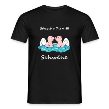 Sächsische Tiere - Die Schwäne Schweine - Männer T-Shirt - Schwarz - Vorne - AI Model Male 178 light (178cm)