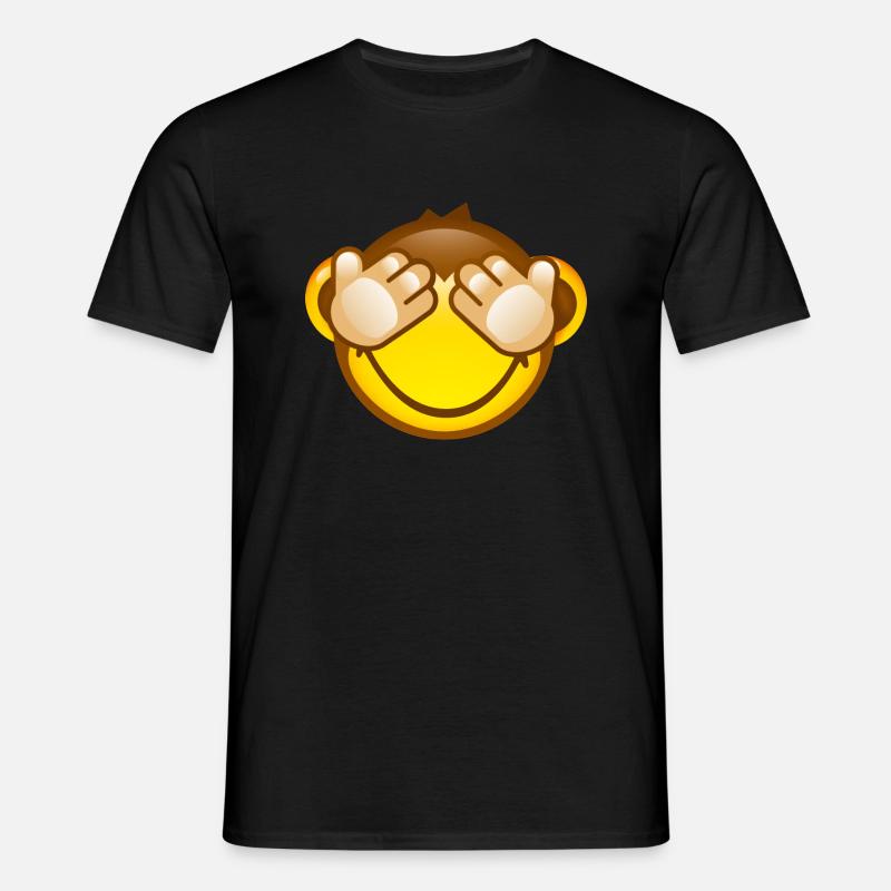 Smiley Monkey No Seeing - Maglietta da uomo - nero