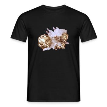 Pyrit Quarz Mineral Kristall Katzengold - Männer T-Shirt - Schwarz - Vorne - AI Model Male 178 light (178cm)