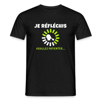 je réfléchis veuillez patienter - T-shirt homme - noir - Devant - AI Model Male 178 light (178cm)
