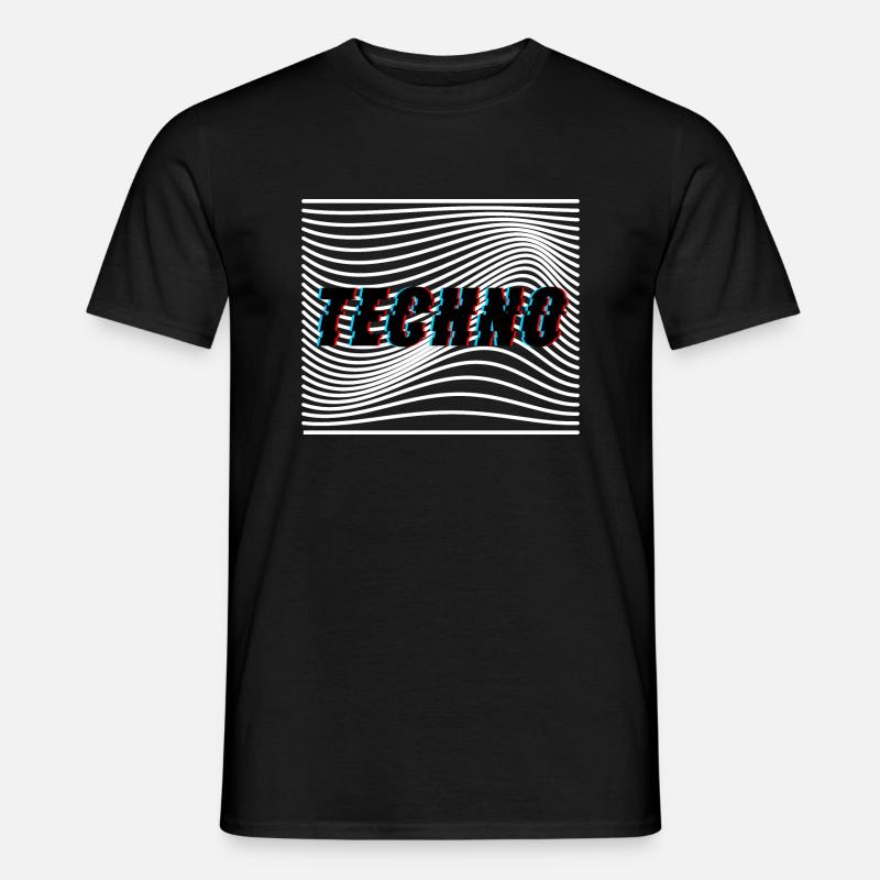 Techno Wellen Trippy Psychedelisch - Männer T-Shirt - Schwarz