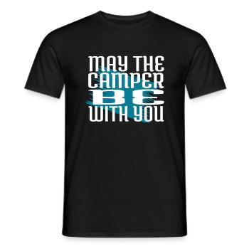 camping gift happy camping camp humor rafting - Men's T-Shirt - black - Front - AI Model Male 178 light (178cm)