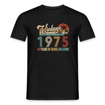 Vintage 1975 Anniversary 46 years to be Awesome - Men's T-Shirt - black - Front - AI Model Male 178 light (178cm)