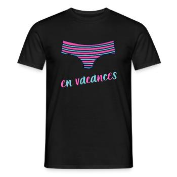 en vacances maillot de bain femme été vacances - T-shirt homme - noir - Devant - AI Model Male 178 light (178cm)