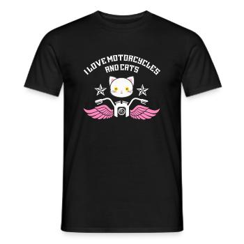 I Love Motorcycles And Cats Cat Lover Cat Owner Pe - Männer T-Shirt - Schwarz - Vorne - AI Model Male 178 light (178cm)