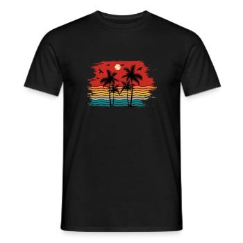 Sunset beach summer gift beach retro - Men's T-Shirt - black - Front - AI Model Male 178 light (178cm)