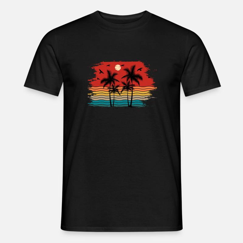 Sunset beach summer gift beach retro - Men’s T-shirt - black
