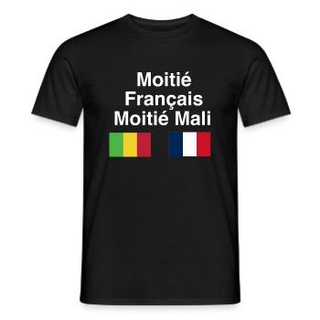Moitié Français Moitié Mali - T-shirt homme - noir - Devant - AI Model Male 178 light (178cm)