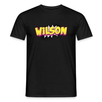Wilson Benutzerdefinierter Name Comic-Buch-Stil Pop-Art, - Männer T-Shirt - Schwarz - Vorne - AI Model Male 178 light (178cm)