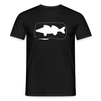 Sandre avec leurre souple - T-shirt homme - noir - Devant - AI Model Male 178 light (178cm)