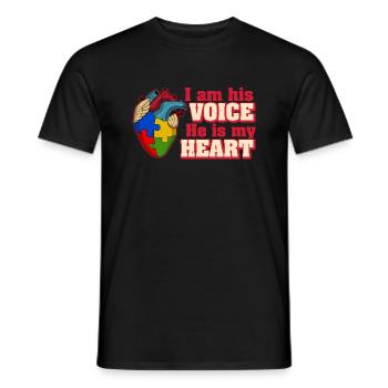 I'm His Voice He's My Heart Autism - Men's T-Shirt - black - Front - AI Model Male 178 light (178cm)