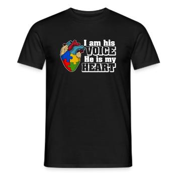 Je suis sa voix, il est mon cœur, l’autisme - T-shirt homme - noir - Devant - AI Model Male 178 light (178cm)
