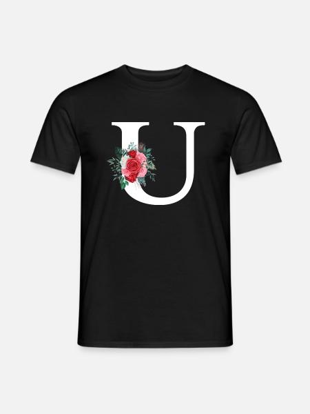 Roter floraler U-Buchstabe - Männer T-Shirt - Schwarz