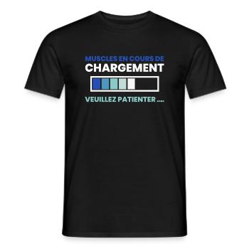 Muscles en cours de chargement… - T-shirt homme - noir - Devant - AI Model Male 178 light (178cm)