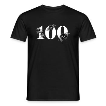 Numéro 100 floral noir - 100e anniversaire floral - T-shirt homme - noir - Devant - AI Model Male 178 light (178cm)